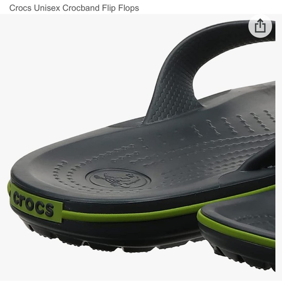 Crocs Crocband Flip Flops in Graphite/Volt Green - Picture 9 of 10